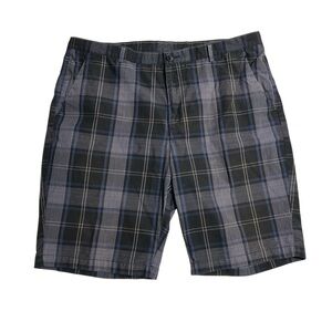 Calvin Klein Black and Gray‎ Plaid Flat Front Shorts